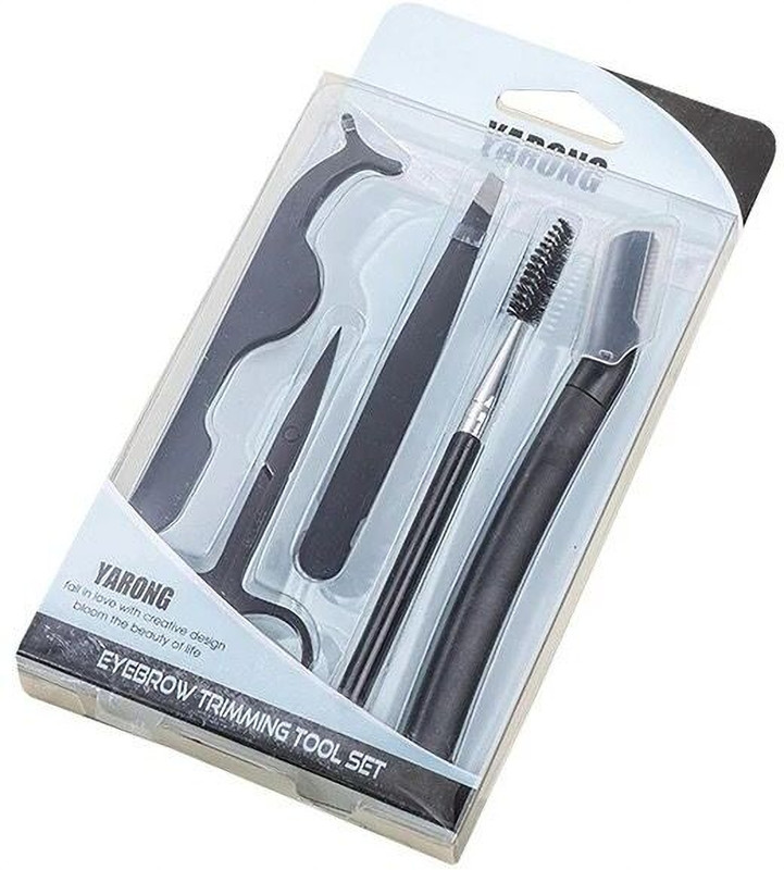 Cosluxe 4Pcs Eyebrow Trimming Kit with Tweezers Scissors Eyebrow Razor and Eyebrow Brush