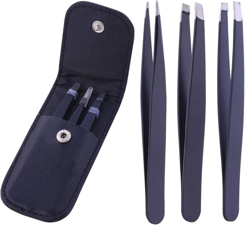 EVETIS Tweezers Set with Leather Case Professional Stainless Steel Tweezers