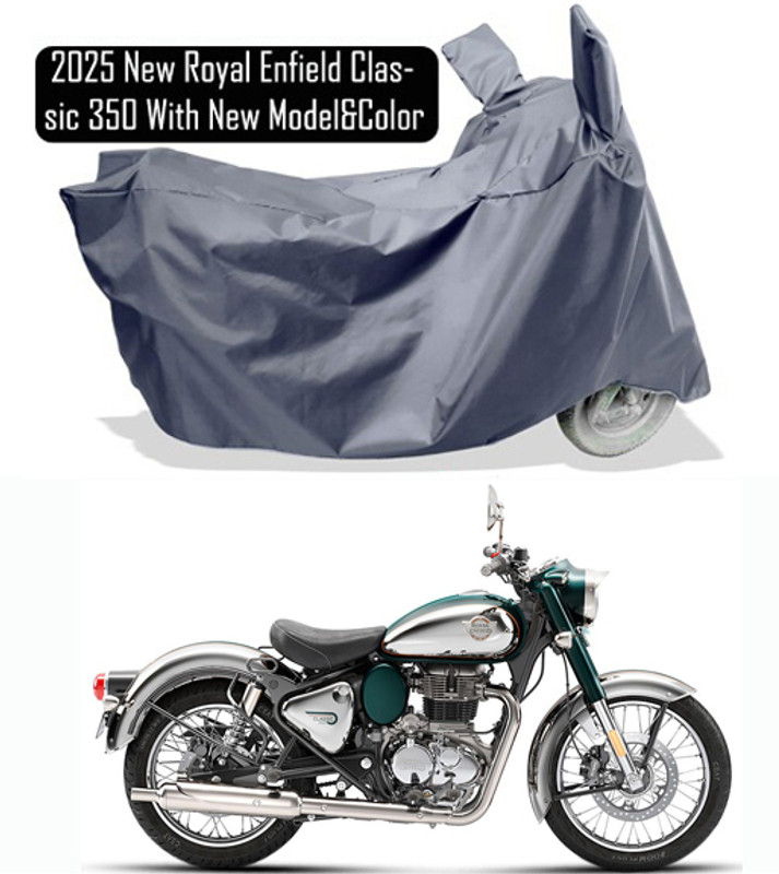 Amexride Two Wheeler Cover for Royal Enfield(Classic 350, Grey)