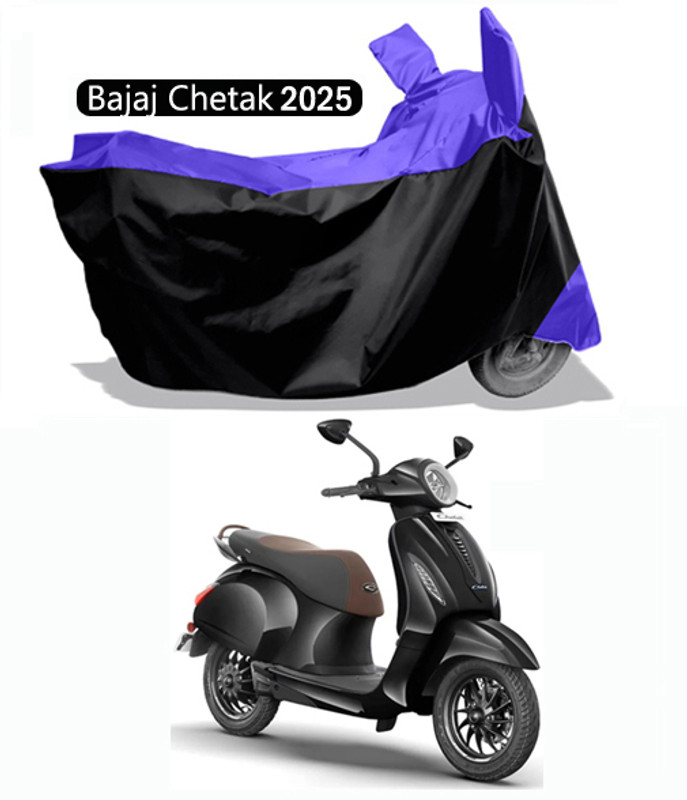 Amexride Two Wheeler Cover for Bajaj(Chetak, Blue, Black)