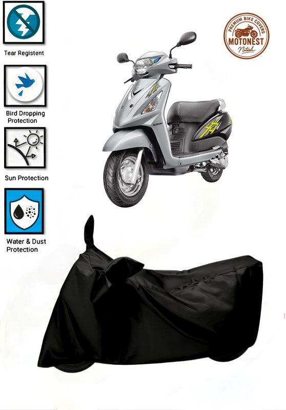 MOTONEST Waterproof Two Wheeler Cover for Suzuki(Swish 125, Black)