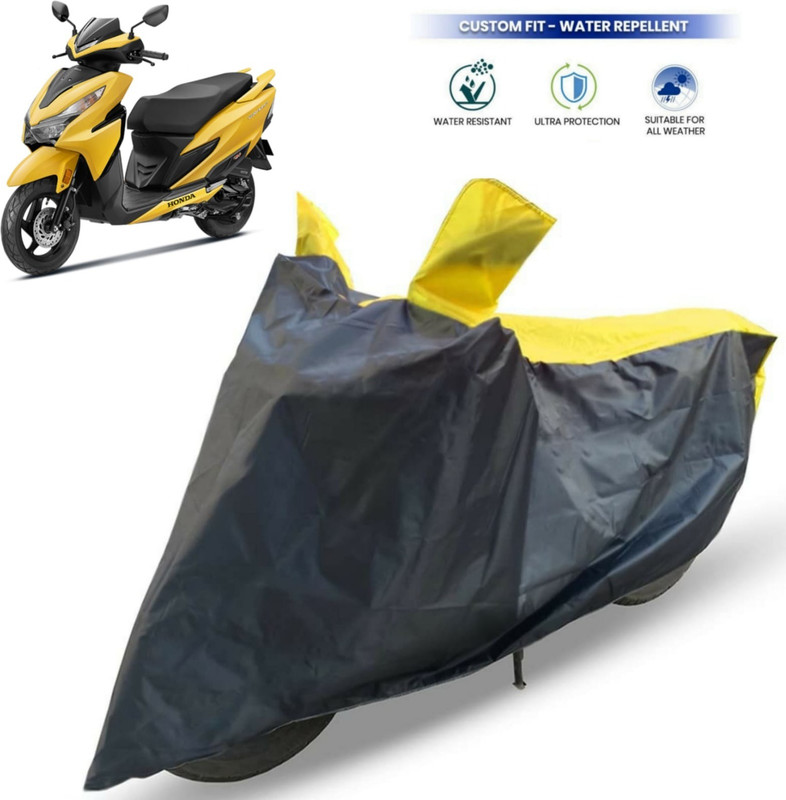 ma collections Waterproof Two Wheeler Cover for Honda(Grazia BS6, Yellow, Black)
