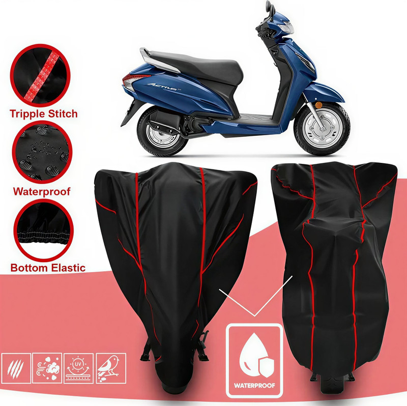 WXR Waterproof Two Wheeler Cover for Honda(Activa 6G, Black, Red)
