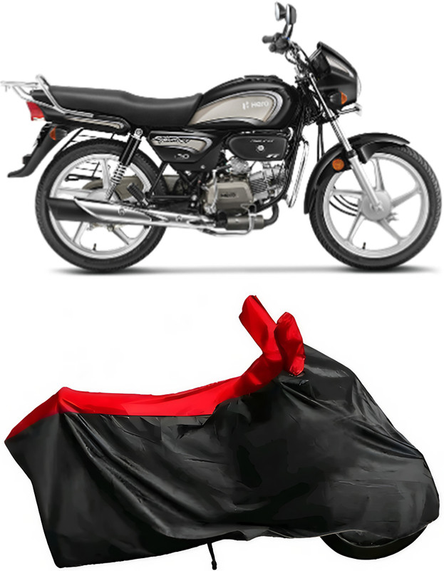 Auto World Waterproof Two Wheeler Cover for Hero(Splendor Plus, Black, Red)