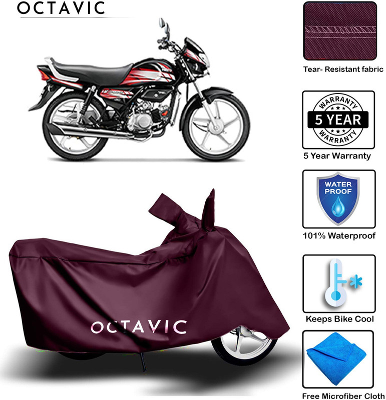 octavic Waterproof Two Wheeler Cover for Hero(HF Deluxe, Maroon)