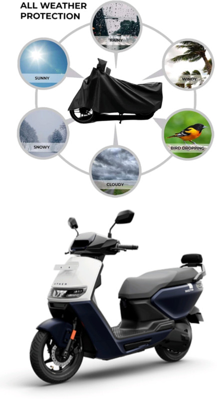RAQTRO Waterproof Two Wheeler Cover for Ather(Electric Scooter, Black)