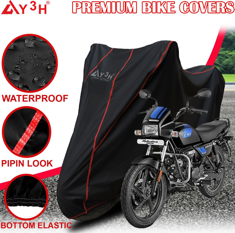 Y3H Waterproof Two Wheeler Cover for Hero(Splendor, Black)