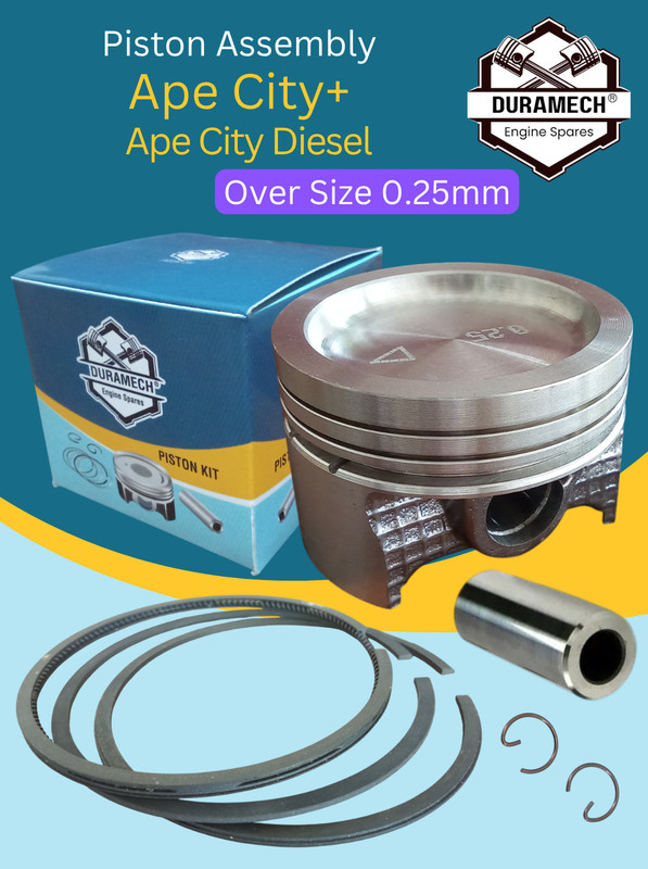 DuraMech Ape City+ Piston Assembly - Over size: 0.25mm 10.4:1 Cast