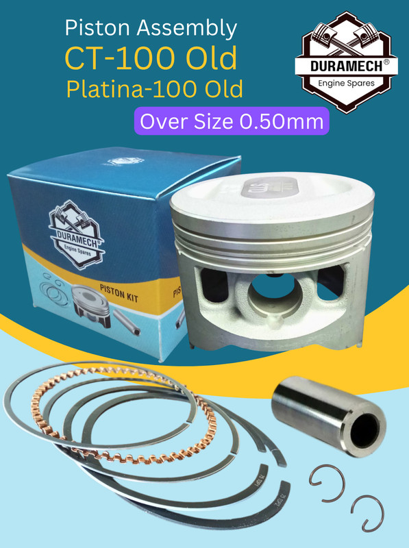 DuraMech CT-100 Piston Assembly - Over-size: 0.50mm 100cc Cast