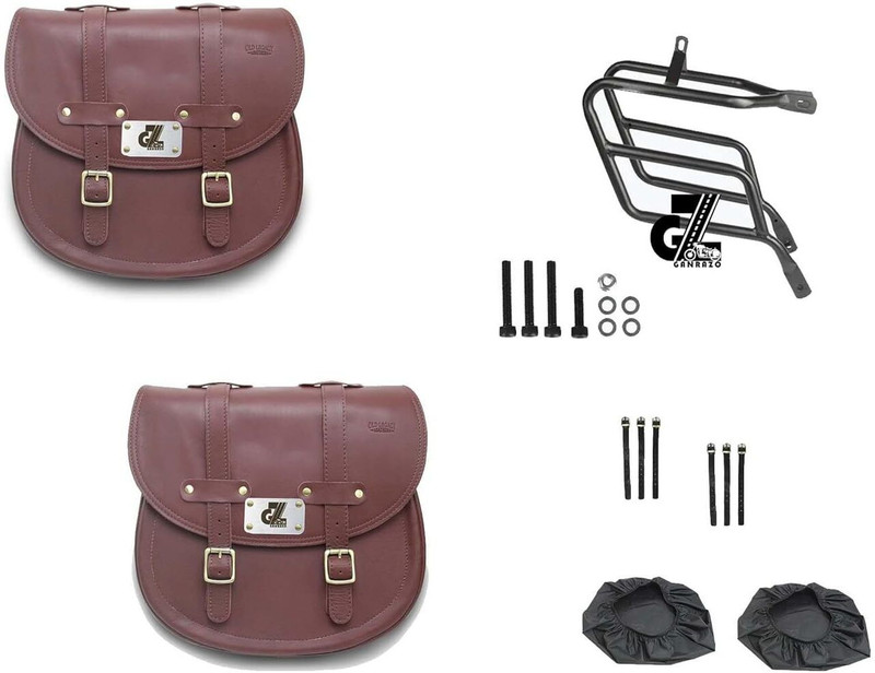 G-GANRAZO Fit For Meteor 350 Saddle Bag Red Leather Motorbike Saddlebag