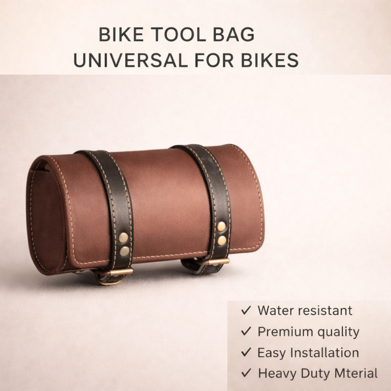 B.K Accessories Bike Tool Saddle Belt Brown Universal For Bike Saddle Bag Black Leather Motorbike Saddlebag(2.5 L)