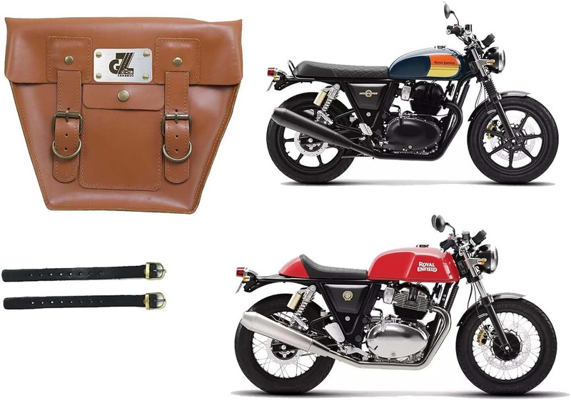 G-GANRAZO Leather Tan One side Brown Genuine Leather Motor bike Saddle bag Side bag One-side Brown Genuine Leather Motorbike Saddlebag