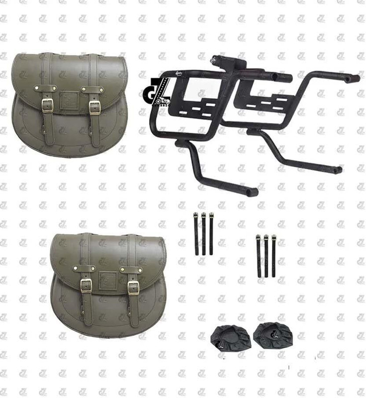 G-GANRAZO Fit for Super Meteor 650 Double-side Green Genuine Leather Motorbike Saddlebag