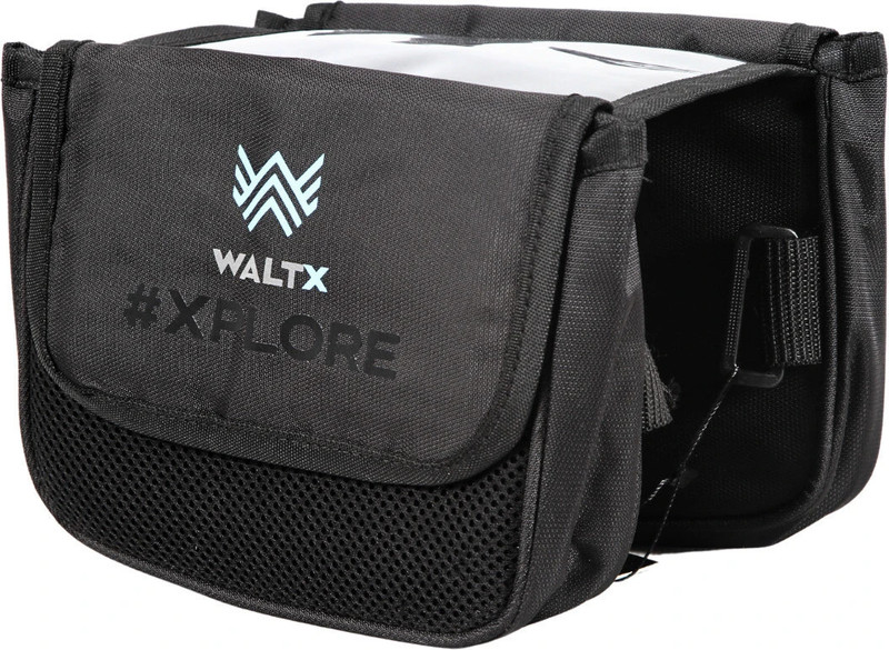 WALTX BICYCLES Bicycle Top Tube Bag Saddle Bag Black Nylon Motorbike Saddlebag(1.2 L)