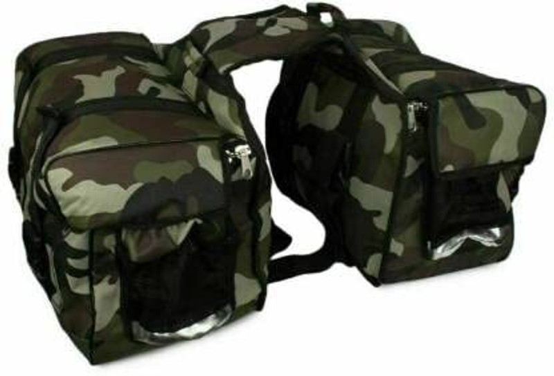 NIYAMAT Double-side 2 Wheeler Saddlebag for Motorbike (60 L) Double-side Green Fabric Motorbike Saddlebag(60 L)