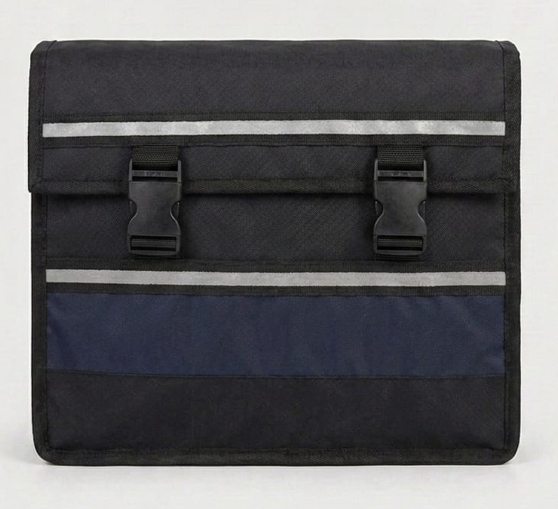 Recgene Saddle Bag Black, Blue Fabric Motorbike Saddlebag
