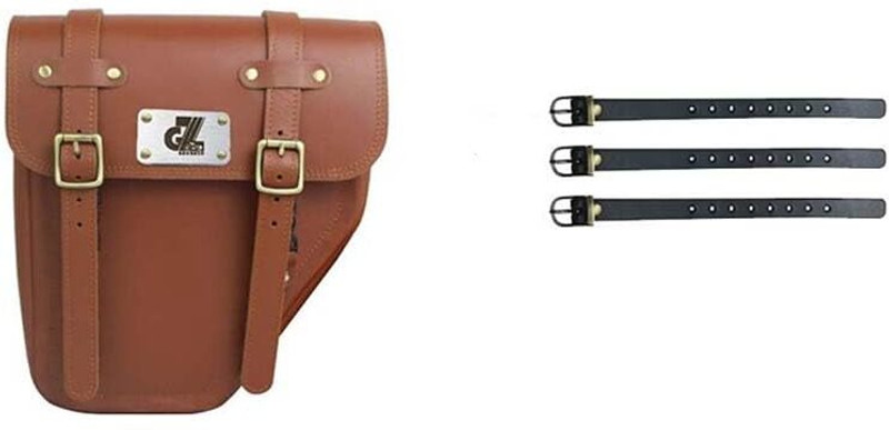 G-GANRAZO For Royal Enfield Old Classic, Bullet 350/500 Tan One-side Brown Genuine Leather Motorbike Saddlebag