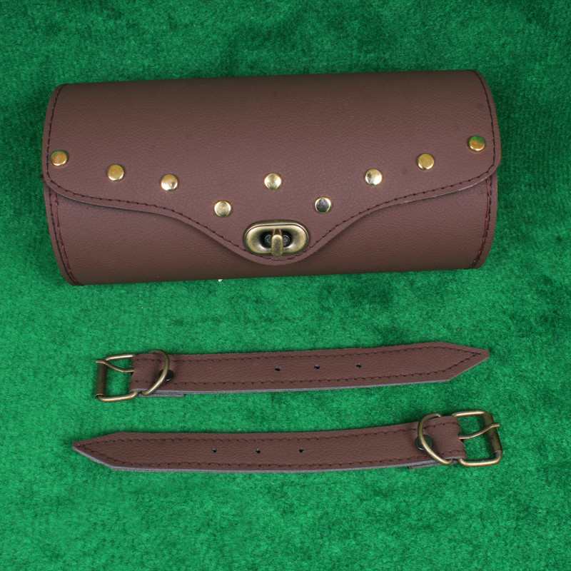MEYOU MEYOU-Bullet Side Tool Bag Centre Lock Leather Finishing Universal Bag Saddle Bag Brown Leather Motorbike Saddlebag