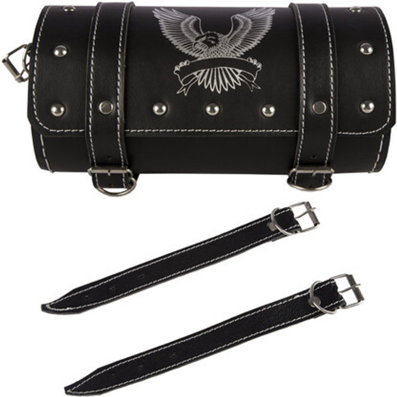 eXarioGadget Saddle Bag Black Leather Motorbike Saddlebag 11 One-side Black Leatherette Motorbike Saddlebag