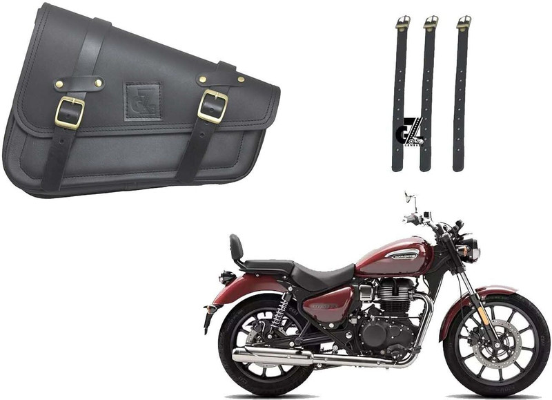 G-GANRAZO Leather Saddle Bag Black Leather bike Saddle bag Side bag Luggage bag Saddle Bag Black Leather Motorbike Saddlebag