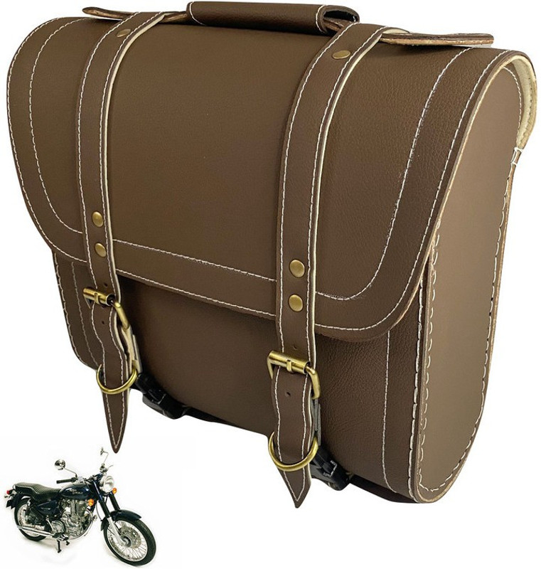 Dhe Best Saddle Bag Brown Leatherette Motorbike Saddlebag(10 L)