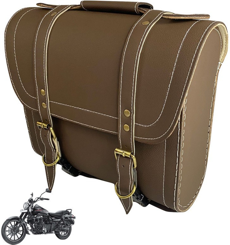 Dhe Best Bike Saddle Bag With Strap Fitted for Bajaj Avenger 220 Street Saddle Bag Brown Leatherette Motorbike Saddlebag(10 L)