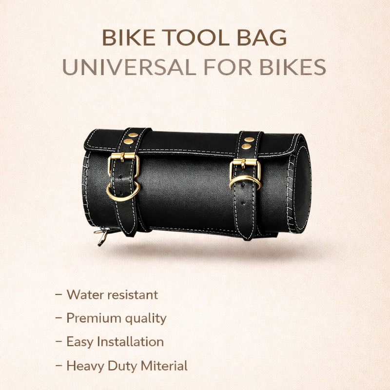 FATHER AUTO Saddle Bag Black Leather Motorbike Saddlebag(2.5 L)