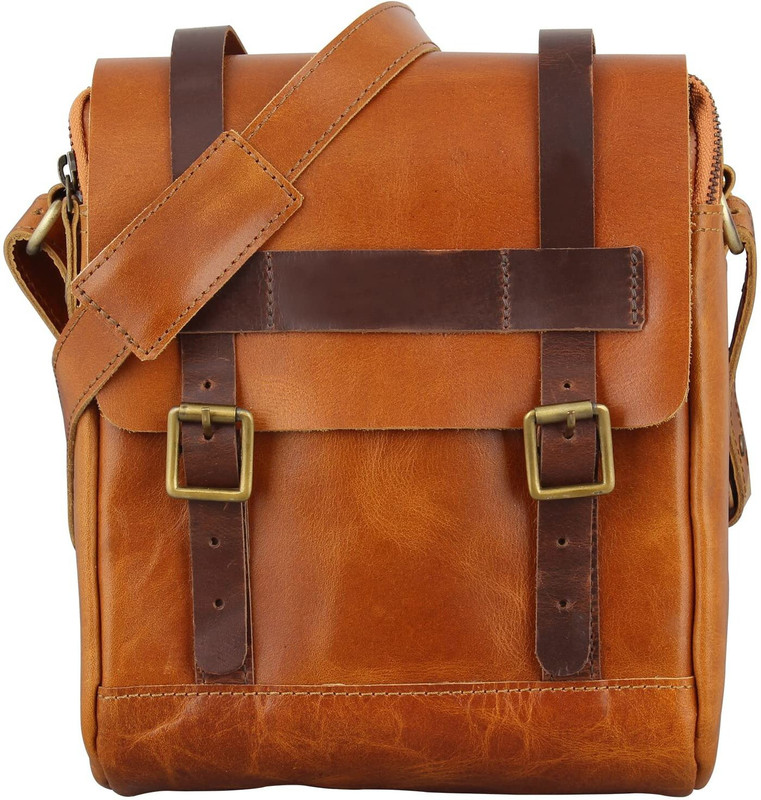 ALLEXTREME Saddle Bag Orange Leather Motorbike Saddlebag