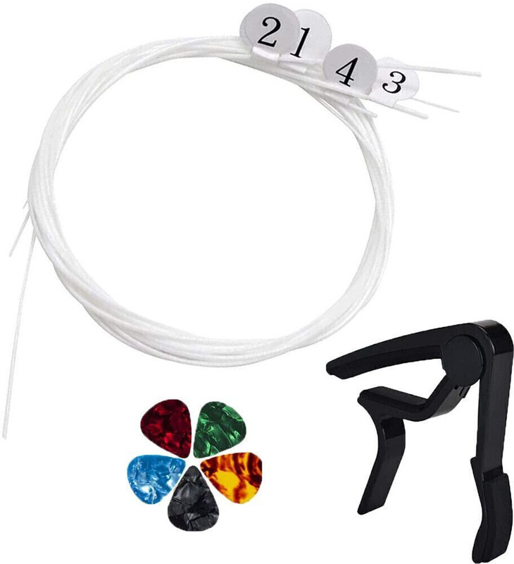 AMG Music Ukulele String Set with Guitar Capo for Acoustic, Electric Capo for Ukulele Concert Ukelele Strings
