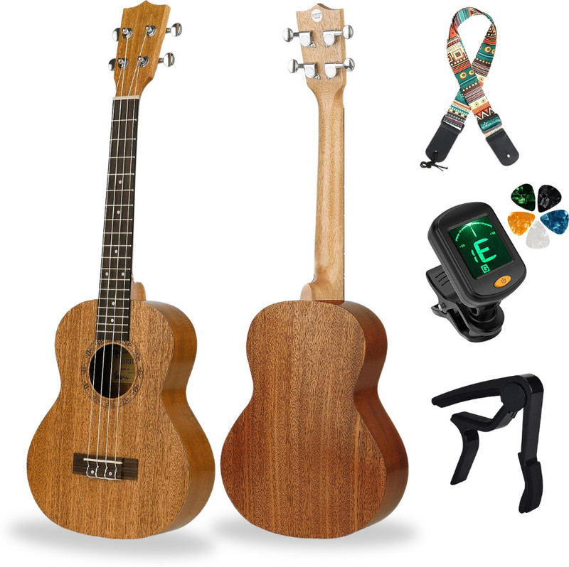 AMG Music Ukulele Tenor 26 inch Mahogany Wood Ukulele For Beginners with Case & String Set Concert Ukulele(Overall Length - 66 cm)