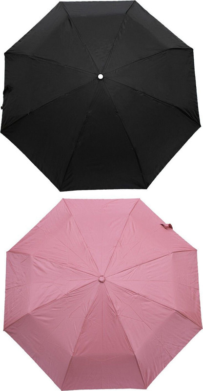 Bizarro.in Light Solid Design Sun Protective Combo Umbrella For Men, Women,Boys & Girls Umbrella(Black, Pink)