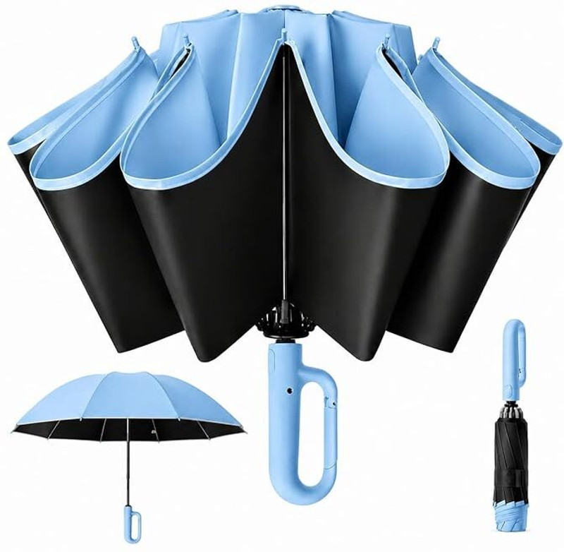 Tazomi 3-Fold Design,Large Size,Ideal for Rain & Summer Use Umbrella(White)