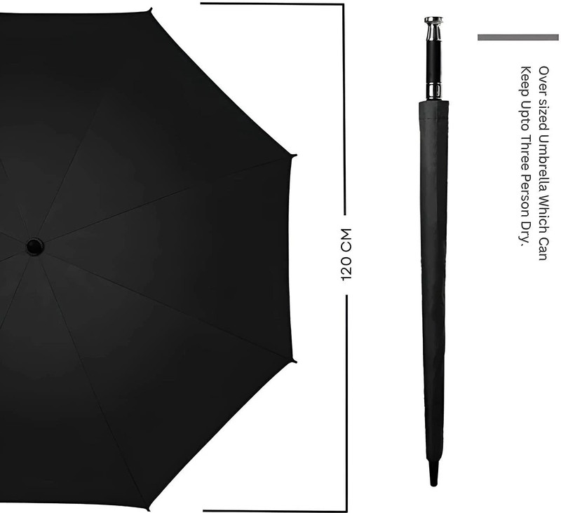 harimart Long Handle umbrella 47 inch Auto open Umbrella(Black)