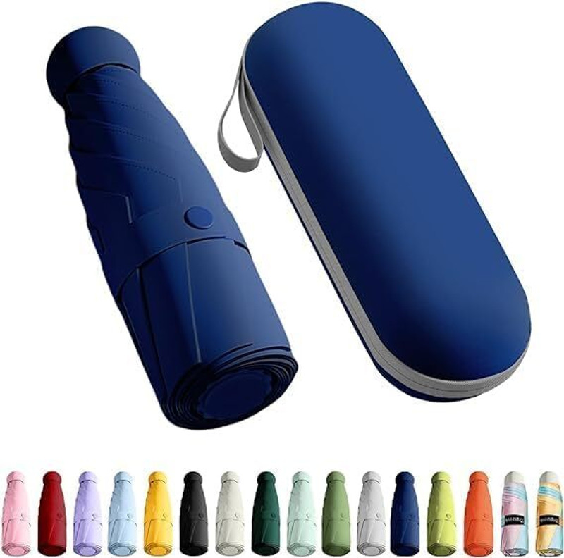 venjastore Travel Size Compact Umbrella Foldable Lightweight Waterproof UV Cover Umbrella(Multicolor, Blue)