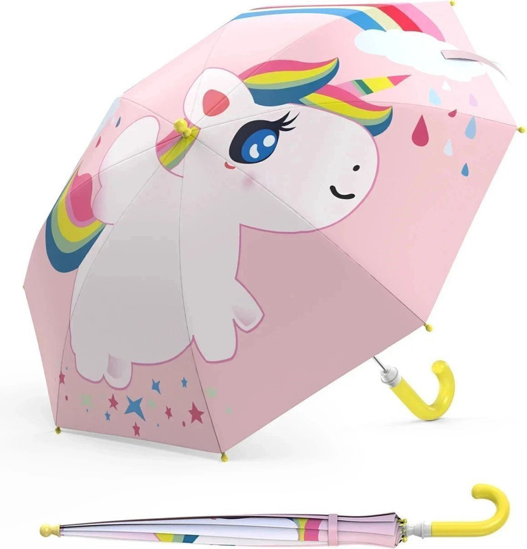 Anycho Kids Umbrella, Anti-pinch Kids Umbrella Cartoon, Umbrella for Kids Boys, Girls Umbrella(Pink)