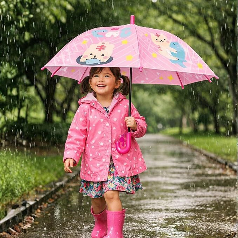 The Little Lookers Umbrella for Kids |Printed Umbrellas | Stylish & Cute Rain Umbrella for Children Umbrella(Pink)