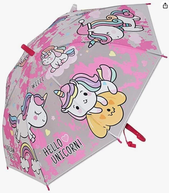 Roseikon Rids Lightweight Cartoon Print Kids Umbrella with Auto Opening kids_H215 Umbrella(Pink)