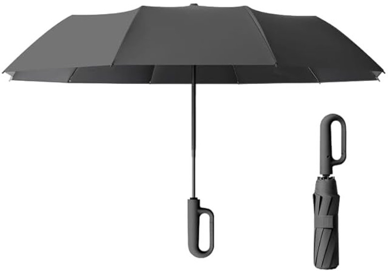 GRACIOUS MART Umbrella Automatic Open/Close, Lightweight, Perfect Carabiner Handle Umbrella(Black)