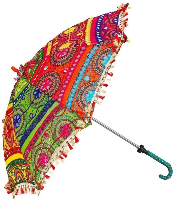 Raga Plus Rajasthani Handicraft Multicolour Umbrella for Navratri and Decorations RRGE Umbrella(Multicolor)