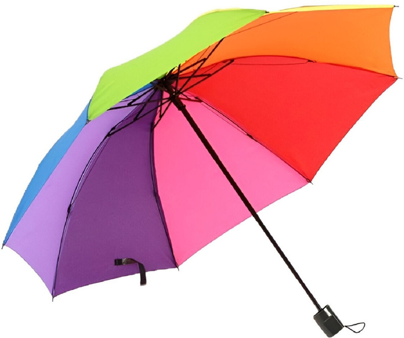 TAPAHPRIYAY 3 Fold Manual Compact and Durable, Lightweight and Travel Rainbow Umbrella(Multicolor)