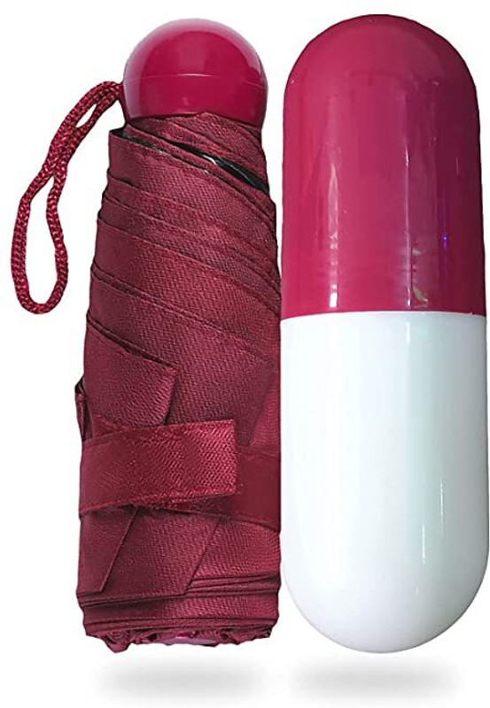 Dwiti Enterprise Portable Capsule Umbrella Windproof Double Layer Ultra Light Pocket Sized Umbrella(Pink)