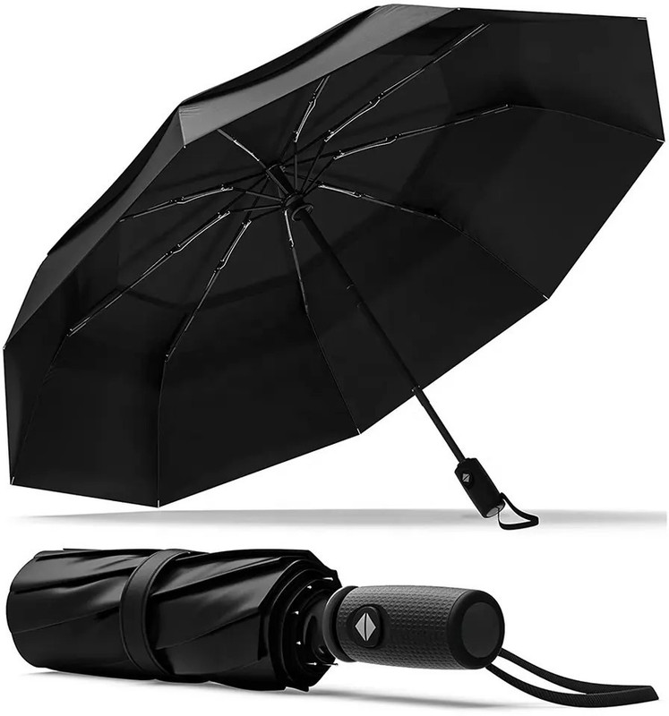 DENDUES Travel Foldable Auto Open and Close Umbrella Sun&Rain Umbrella D101 Umbrella(Black)
