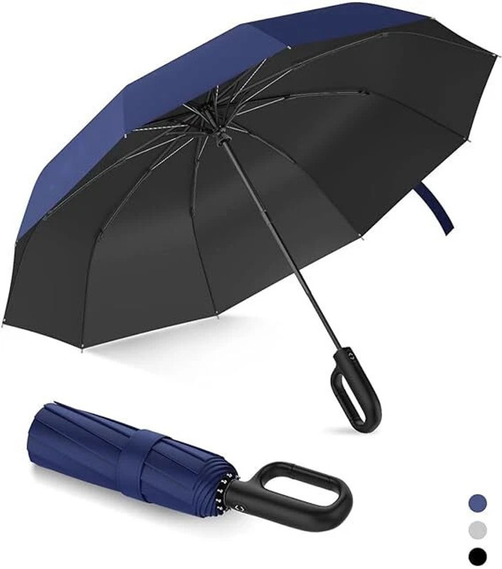 XBEY 10 Ribs Windproof for Women Men UV Sun & Rain Protection Umbrella Umbrella(Blue)