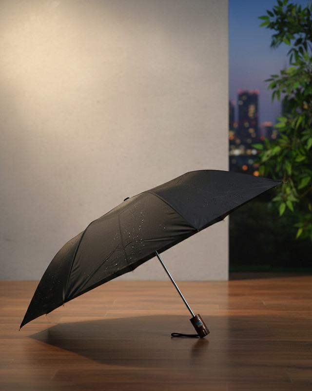 TWINKLE CARE 2 Fold Auto Open Polyester Umbrella(Black)