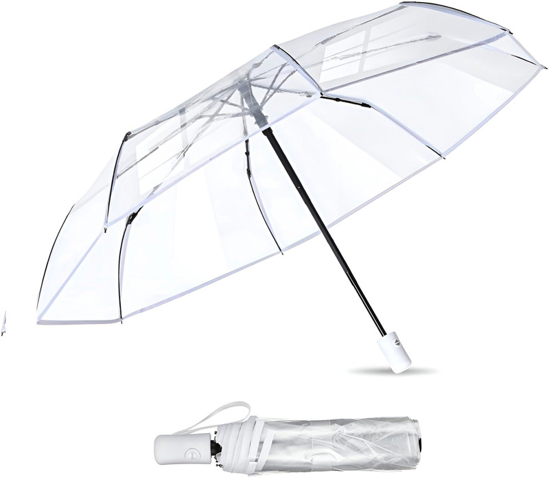 CONTACTS Transparent Windproof Travel Umbrella Umbrella(White, Black, Transparent)