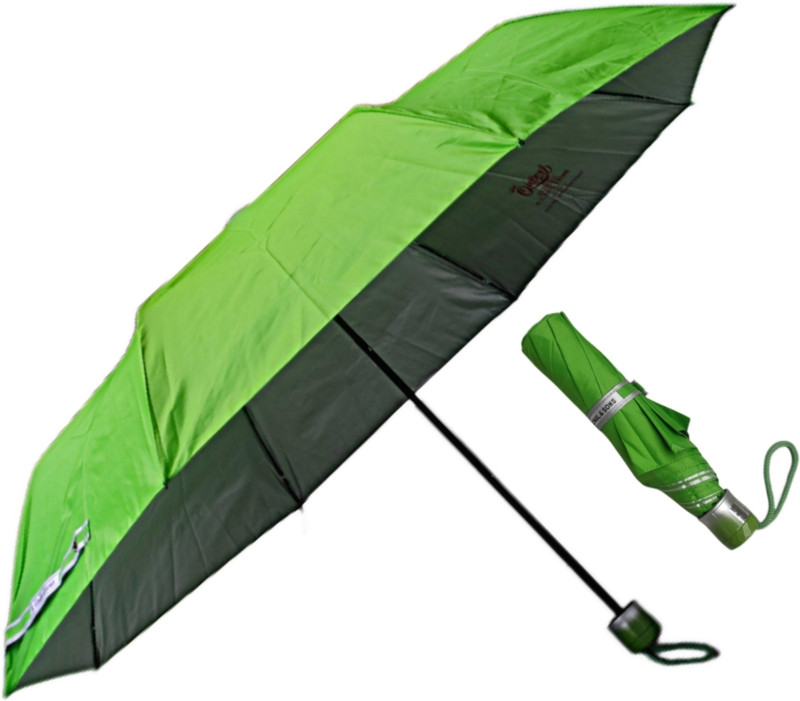 K.C. PAUL & SONS QUEEN 3 FOLD PARROT GREEN UV (MONO SILVER)UMBRELLA Umbrella(Green)