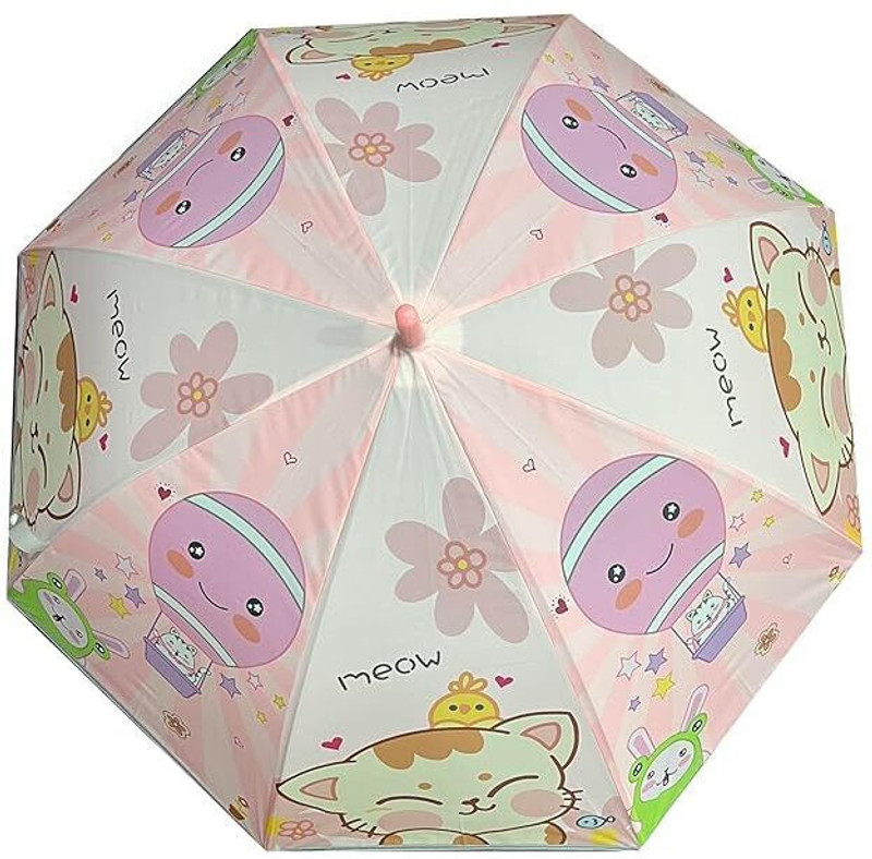 Dark Moon Rainy Day Cartoon Print Kids Umbrella with cartoon character - Quick Auto-Open Umbrella(Purple)
