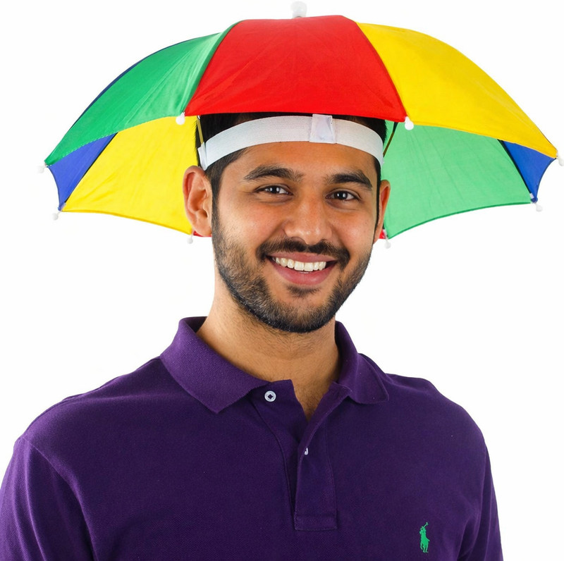 JIMIGO Rainbow Umbrella Hat for Kids & Adults | Hands Free Sun & Rain Protection Cap Umbrella(Multicolor)