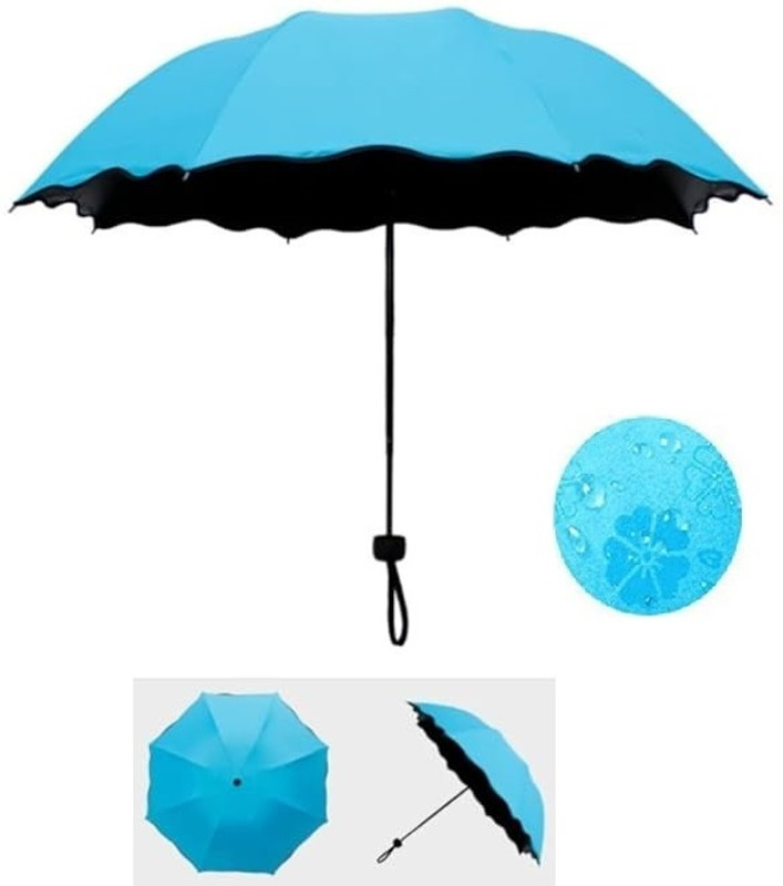 TAPAHPRIYAY 3 Fold UV Protection, Stylish Travel Umbrella for Sun & Rain Umbrella(Blue)