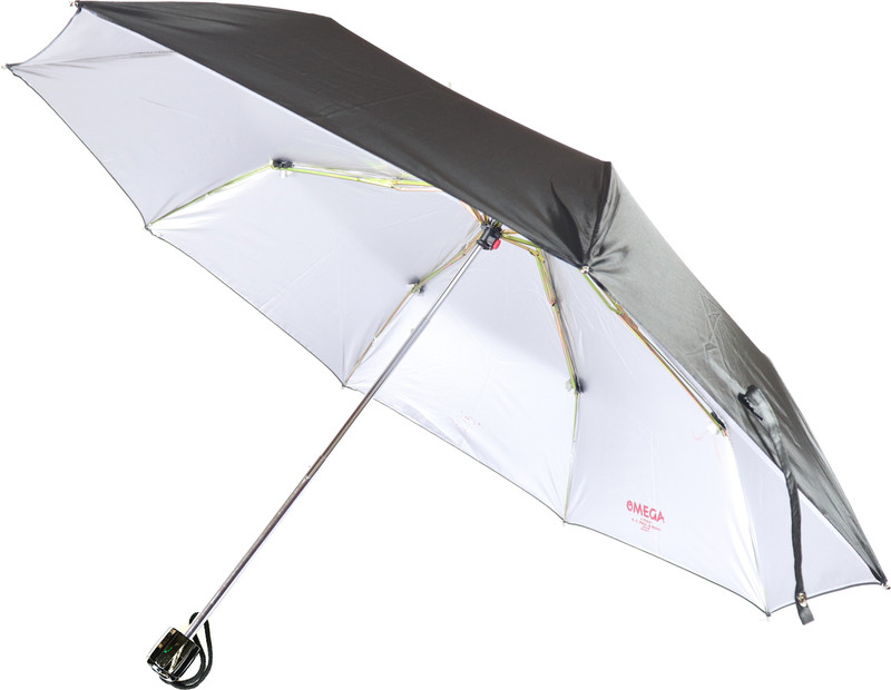 K.C. PAUL & SONS 3 Fold Black Silver Polyester Rainy & Sun Protective Umbrella(Black)